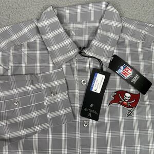 Tampa Bay Buccaneers Shirt Mens XL Gray Plaid Antigua NFL Football Button Up NWT